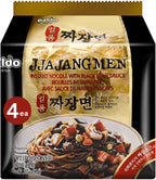 Korean Food Paldo Jjajangmen Noodles, 4 Pack (7.05oz Each) – Instant Korean Black Bean Sauce Ramen – Savory Chajang Noodles with Rich Flavor & Chewy Texture