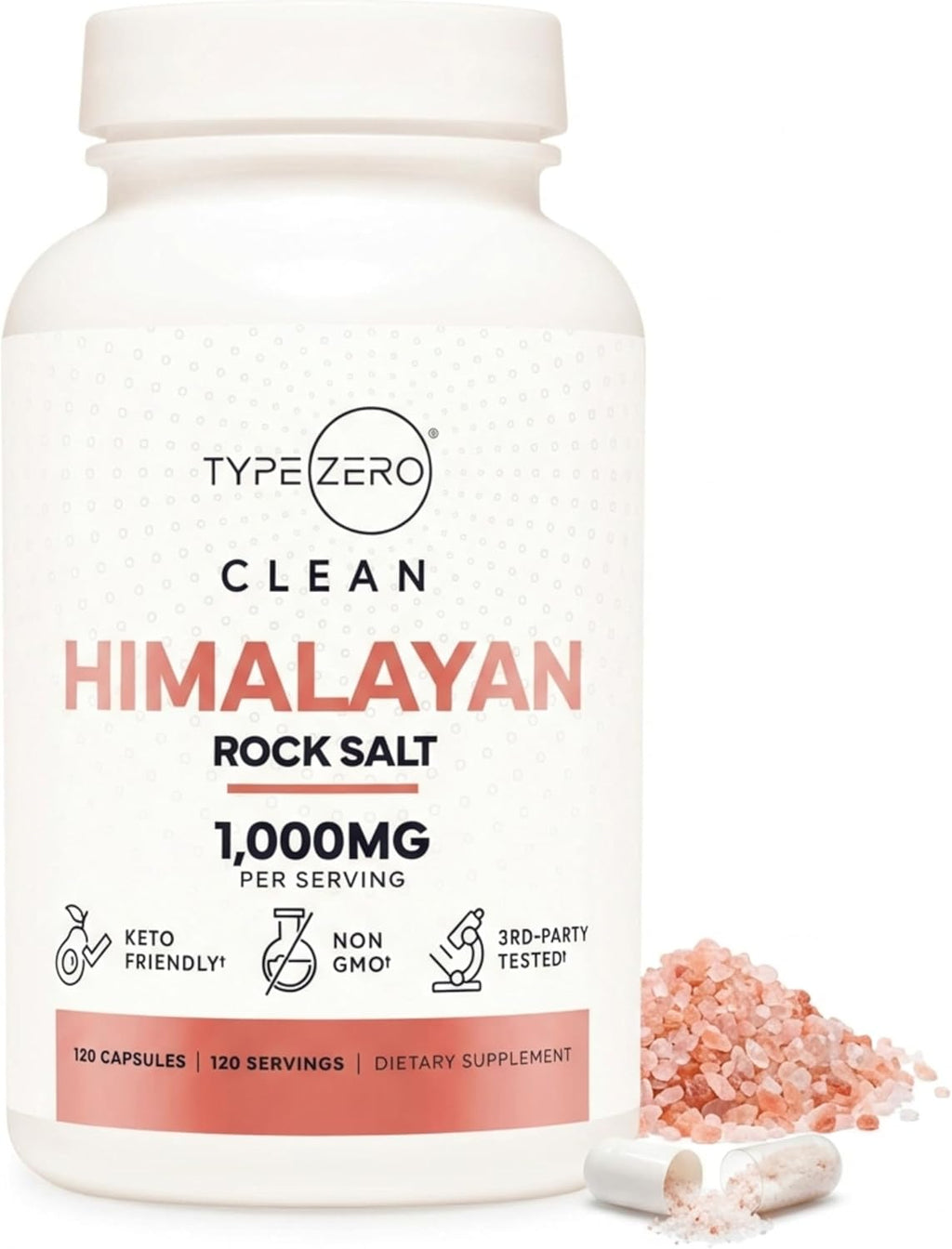 Type Zero Himalayan Rock Salt Capsules (120 Capsules) (1000mg per Serving)