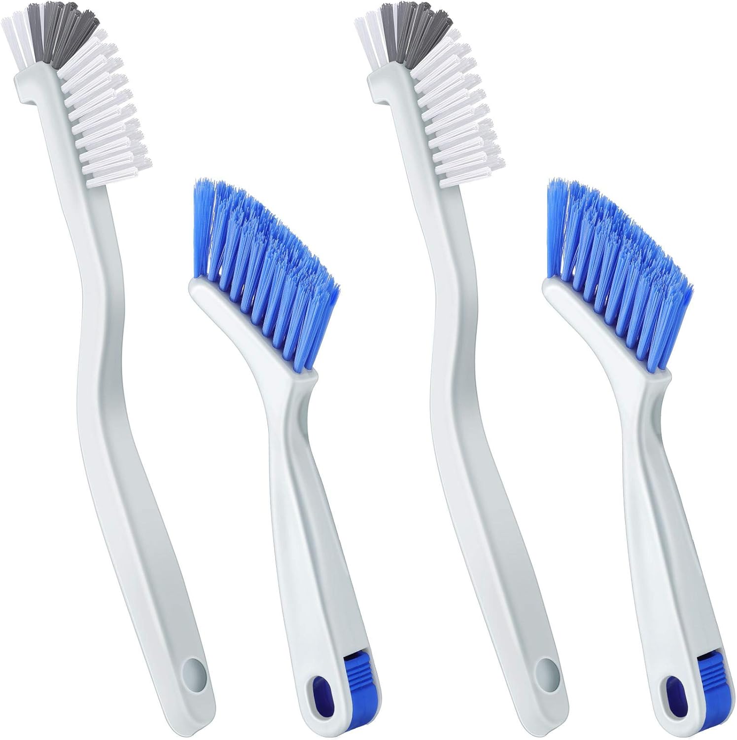 Patelai 4 Pieces Cleaning Brush Sets Small Scrub Brush Household Use for Cleaning Bottle Sink Kitchen Sink Corner Dish Edge Grout Bathroom Sliding Door Window Track(White, Blue)