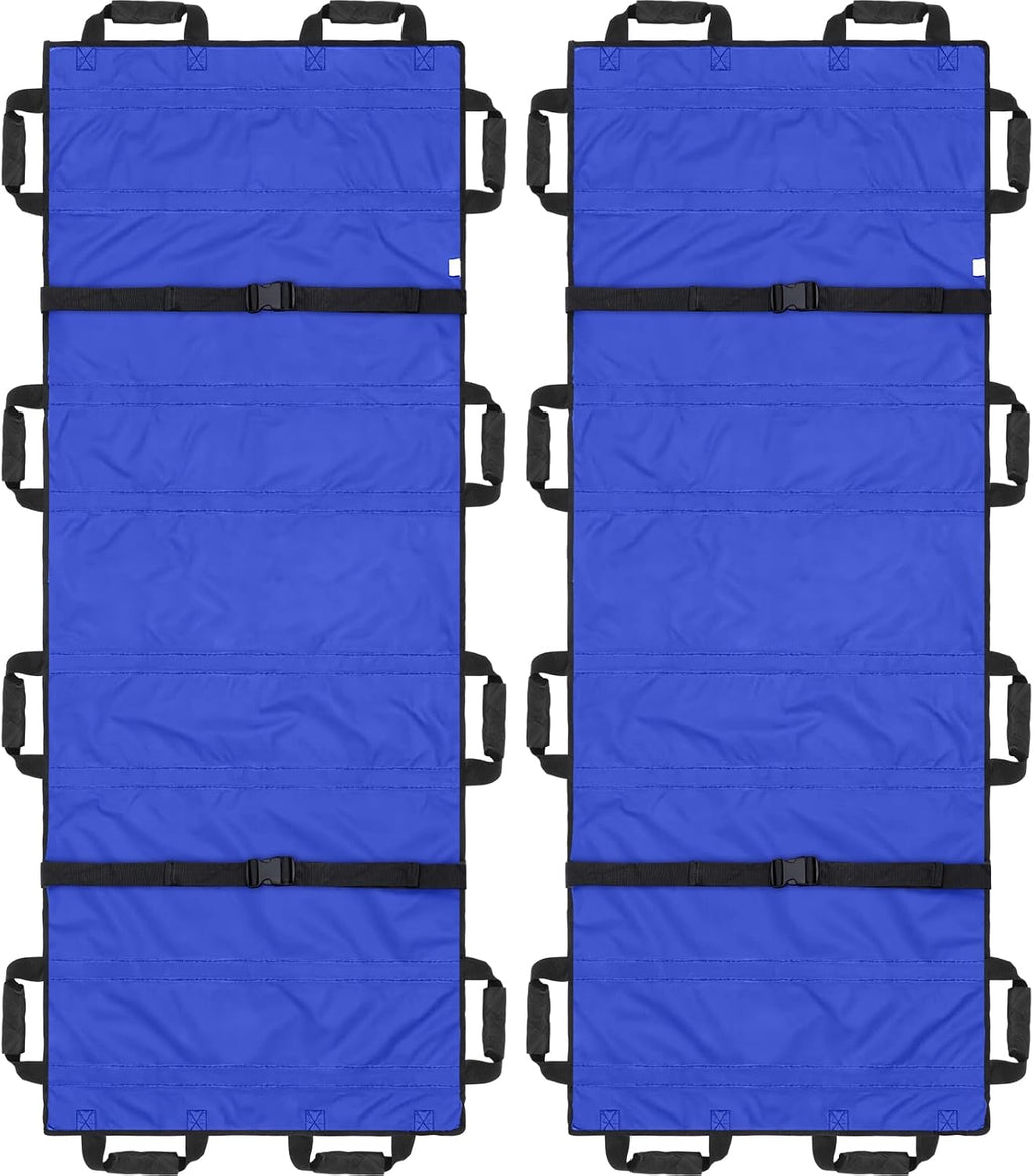 2 Pcs 72" x 27" Portable Transport Stretcher Medical with 12 Rubber Foam Handles Folding for Emergency Lightweight Patient and Animals Transport for Rescue First Aid(Blue)