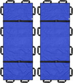2 Pcs 72" x 27" Portable Transport Stretcher Medical with 12 Rubber Foam Handles Folding for Emergency Lightweight Patient and Animals Transport for Rescue First Aid(Blue)