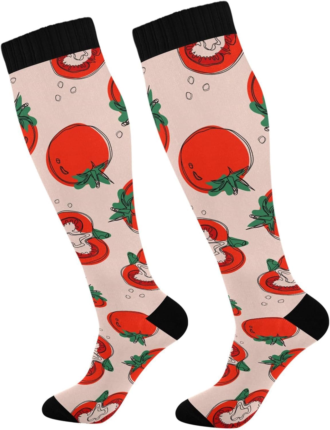 susiyo Tomatoes Compression Socks for Women and Men Knee High Support Socks for Athletic Running Hiking Travel
