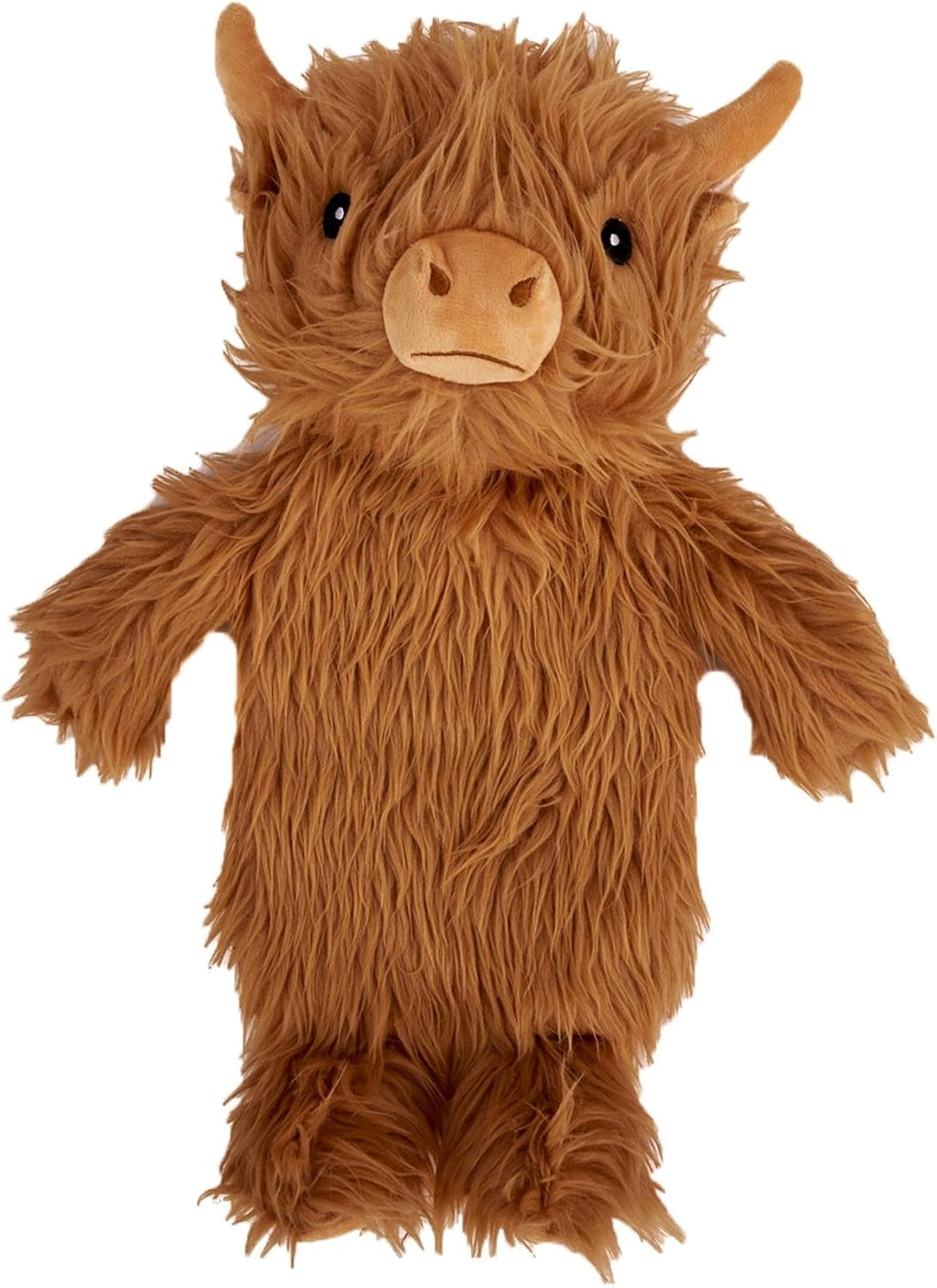 3D Novelty Hot Water Bottle with Removable Cover - Highland Cow Design - Soft Plush Cover - Premium Natural Rubber