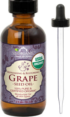 US Organic Grape Seed Oil, USDA Certified Organic, 100% Pure & Natural, Cold Pressed Virgin, Unrefined, in Amber Glass Bottle w/Glass Eyedropper for Easy Application (2 oz (56 ml))