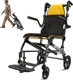 Wheelchairs for Adults Transport Chair Lightweight Foldable with Telescopic Handle,17" Width Compact Portable Folding Travel Wheel Chairs for Seniors