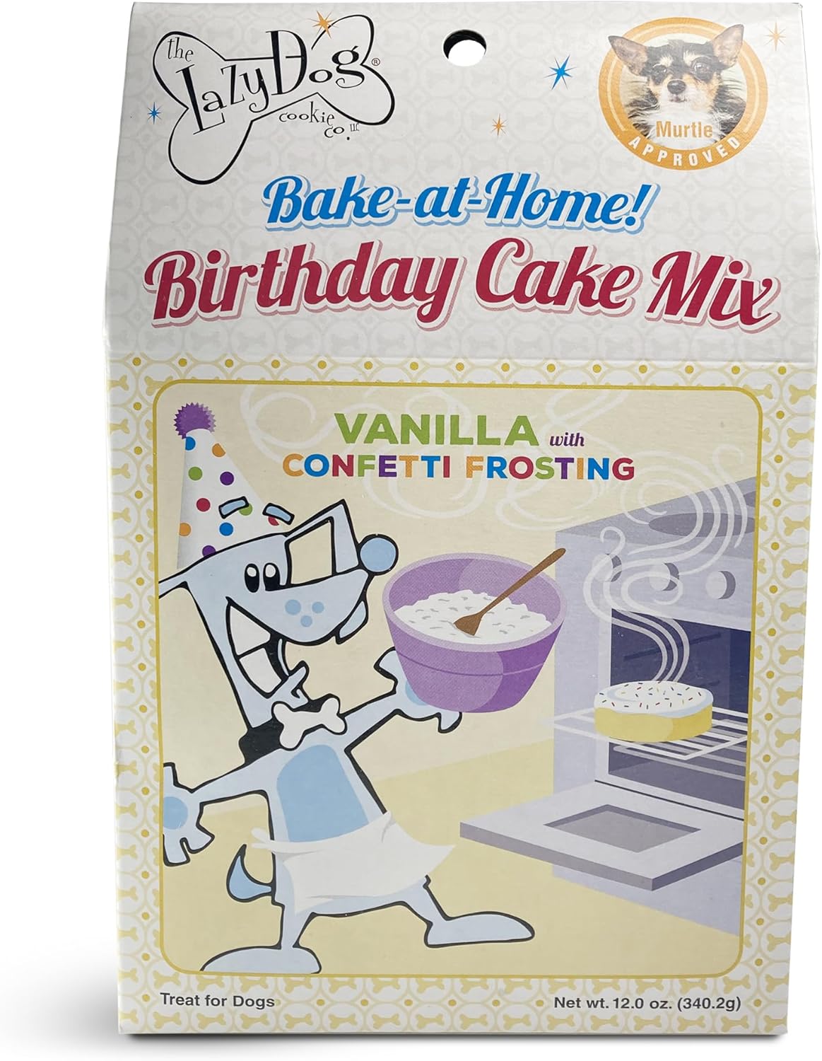 The Lazy Dog Cookie Co. Bake-at-Home Birthday Cake Mix Vanilla with Confetti Frosting Dog Treats, 12 oz.