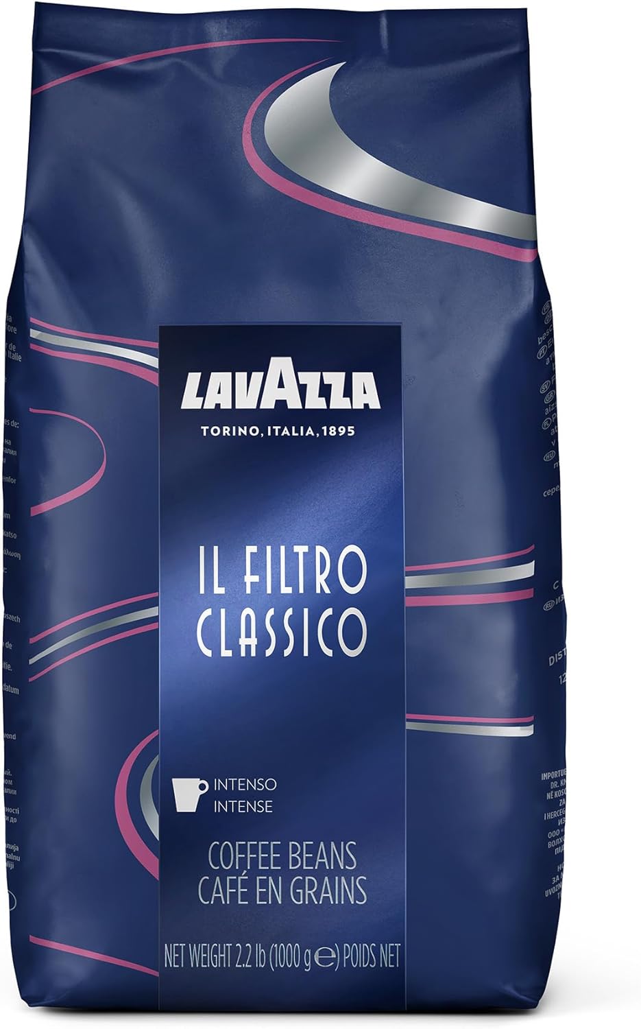 Lavazza Il Filtro Classico Dark Roast Whole Bean Coffee 2.2LB Bag ,Authentic Italian, Blended and roasted in Italy, Dark Chocolate and hazelnut aromatic notes