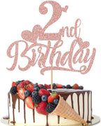 Happy 2nd Birthday Cake Topper,Second Birthday Decorations,Anniversary Party/Boy or Girl Two Year Old Bday Party Decoration Supplies