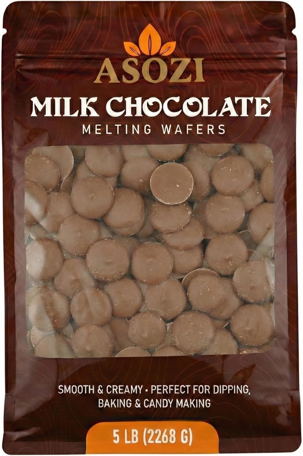 ASOZI Milk Chocolate Melting Wafers - 5 Pound Premium Quality Melting Wafers Easy Melt Chocolate for Dubai Chocolate Bars, Baking, Candy Making & Confections