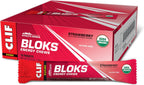 CLIF BLOKS - Strawberry Flavor - Energy Chews - Non-GMO - Plant Based - Fast Fuel for Cycling and Running - Quick Carbohydrates and Electrolytes - 2.12 oz. (18 Count)