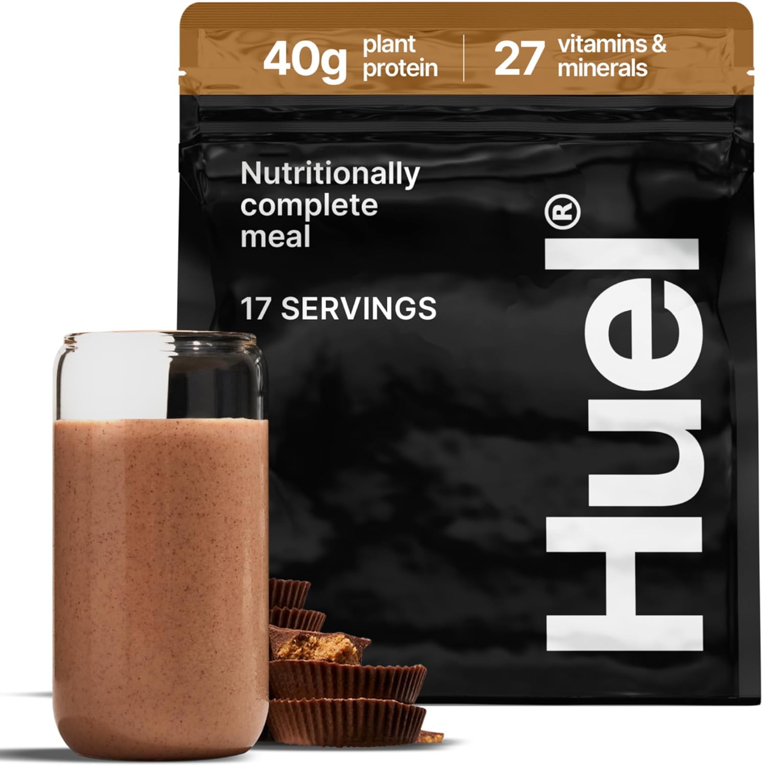 Huel Black Edition | Chocolate Peanut Butter 40g Vegan Protein Powder | Nutritionally Complete Meal Replacement | 27 Vitamins and Minerals, Gluten Free | 17 Servings