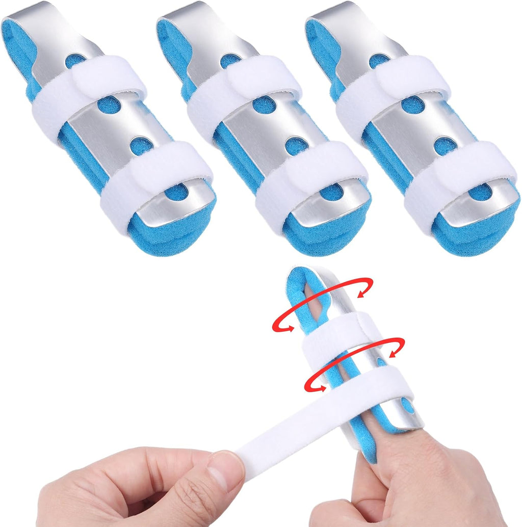 Finger Splint, 3pcs Finger Brace Joint Stabilizer Knuckle Immobilization with Soft Foam Interior, Broken Finger Splints Fit for Thumb/Middle/Ring/Index/Pinky Finger (3, L)