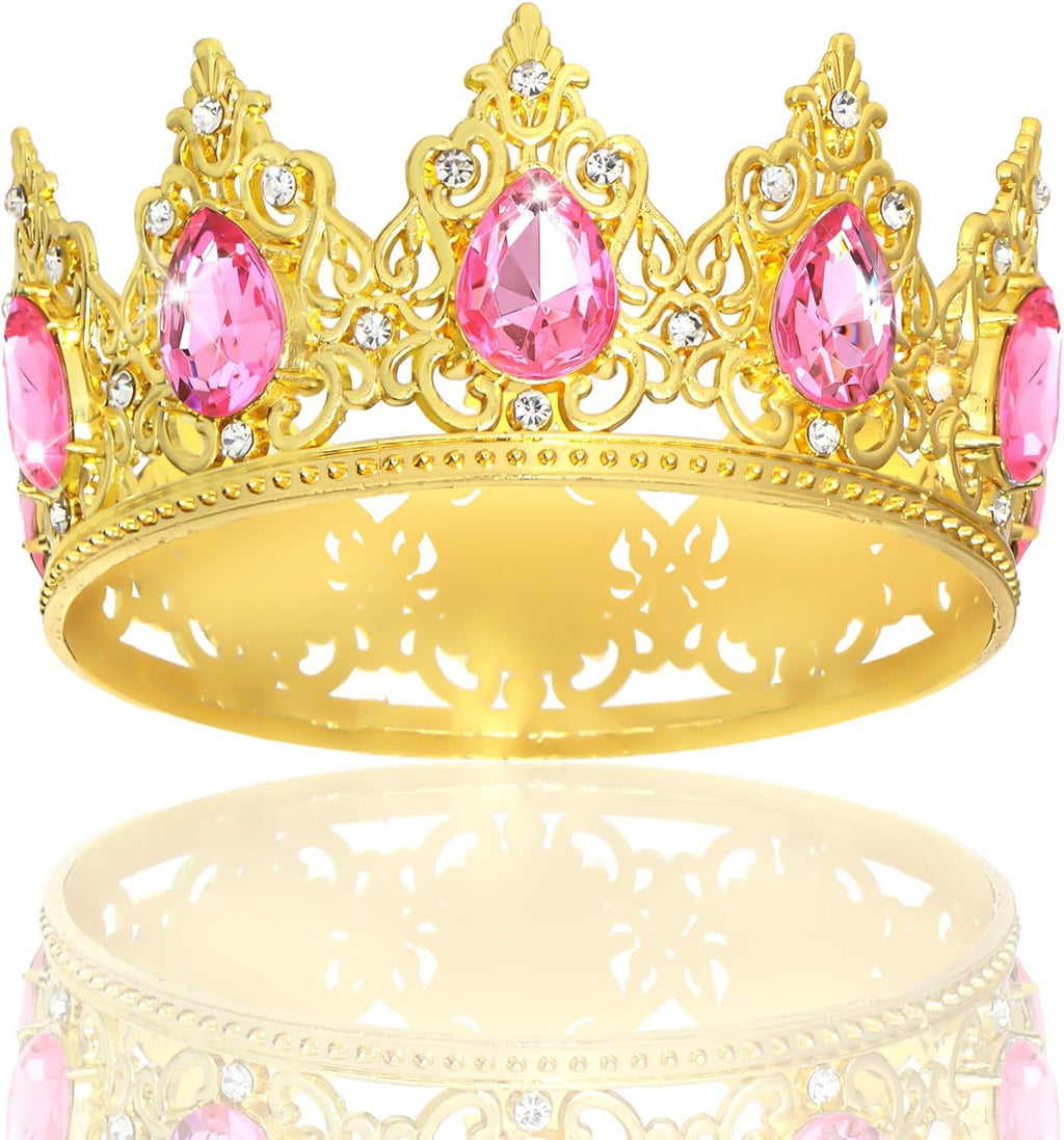 CAVETEE Crown Cake Topper，Mini Baby Crown Crystal Princess Tiara Rhinestone Crown Cake Decoration for Wedding Birthday Party