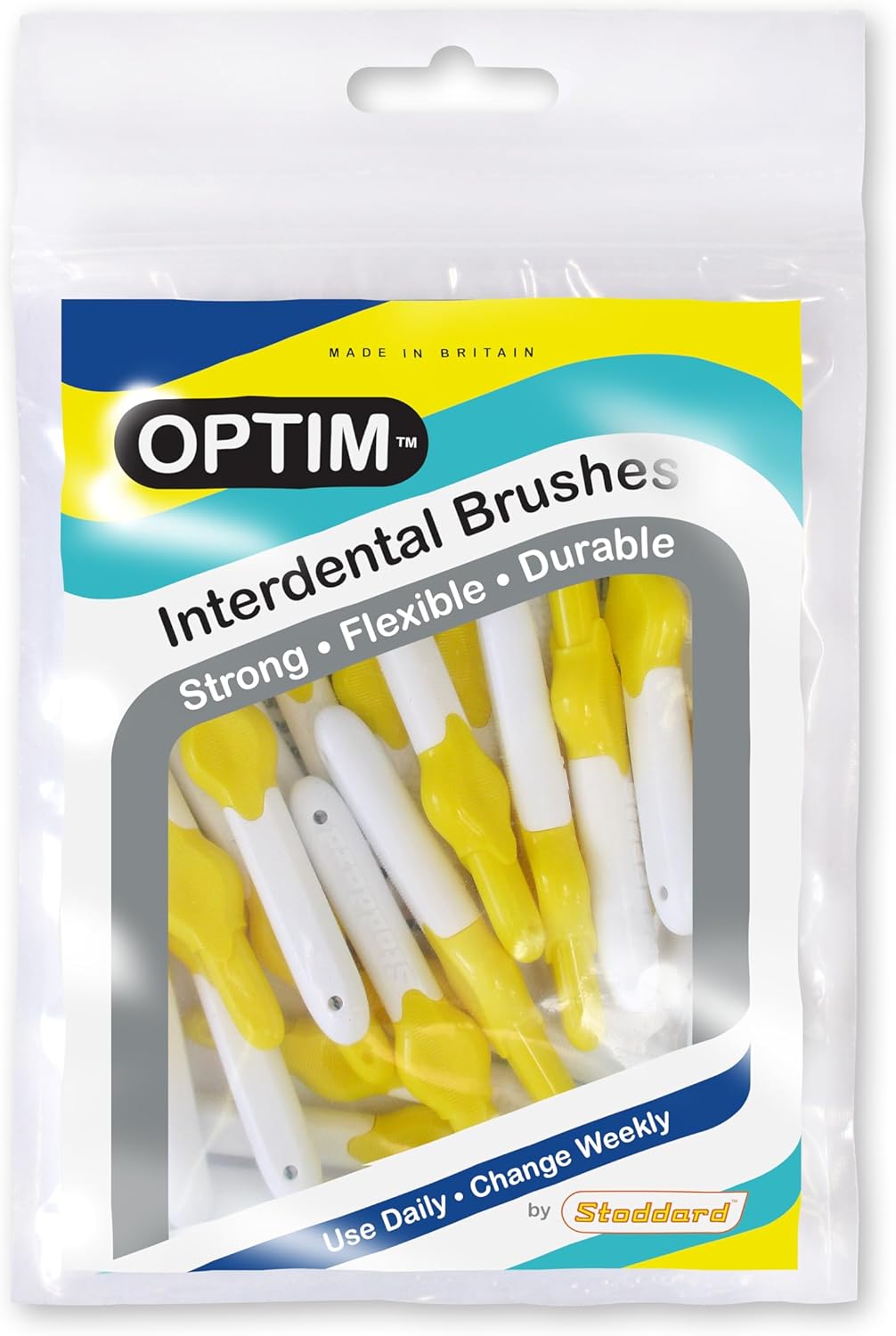 25 Stoddard ICON Interdental Brushes. Value Pack. All with extendable Handles. Choose from Four Different Sizes Floss, Toothpick, Plaque, Tartar Removal Oral Hygiene Dental Brush - Yellow 0.7 mm