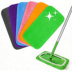 6 Pack Multicolor Reusable Microfiber Mop Pads Refills - Compatible with Swiffer Sweeper, Machine Washable Wet Dry Mopping Cloths for Hardwood Laminate Tile Floor Cleaning