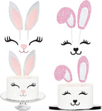 2 Pack Easter Bunny Cake Topper Party Cake Decoration,Easter Theme Rabbit Bunny Ears Cake Topper for Birthday Party, Wedding, Baby Shower, Spring Eater Party