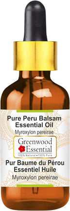 Greenwood Essential Peru Balsam Essential Oil (Myroxylon pereirae) with Glass Dropper | Pure | Viscous Texture | Rich Aroma | Unisex | All Skin Types |Natural Extract Steam Distilled 100ml (3.38 oz)