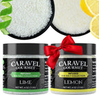 Citrus Gift Pack with Lemon & Lime Infused Sea Salts - Fresh Flavor Lemon Salt & Lime Salt, Naturally Infused, 4 oz Pinch Jar - (Pack of 2) by Caravel Gourmet
