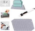 Window Groove Cleaning Tools Set,Small Multipurpose Track Brush with dustpan,Magic Gap Scouring Pad with 10 Replacement Sponge,Sliding Door Slot Cleaner Tools,Hand-held Family Sill Crevice Clean Scrub