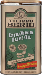 Filippo Berio Cold Pressed Extra Virgin Olive Oil, 1 Liter Tin (33.8 Ounce) Contains Polyphenols