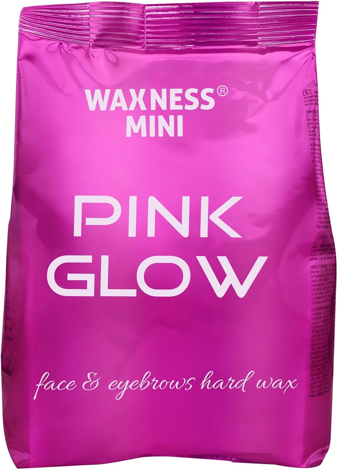 Waxness Pink Glow Face & Eyebrow Hard Wax 0.88 lb (400 g) – Stripless Hard Wax for Sensitive Skin, Face, Bikini, Rosin-Free Synthetic Formula, High Visibility Pink Color – Made in Italy
