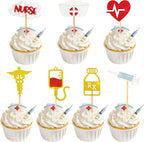 Nurse Cupcake Toppers, 28PCS Glitter Nursing School Graduation Cupcake Picks, Medical Rn Graduation 2026 Cake Toppers for Happy Nurse Week Nursing Grad Themed Birthday Party Cake Decorations Supplies