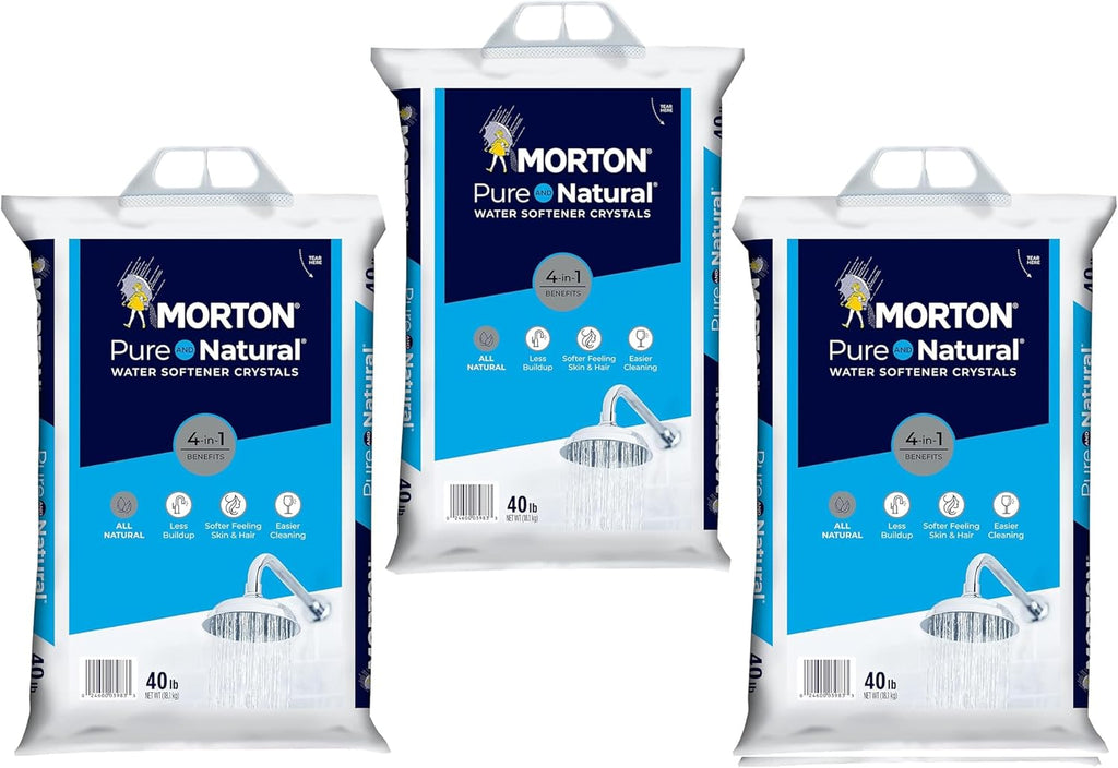 (3 PK) Morton Water Softener Salt Crystals, Pure and Natural 4 in 1, 40 pounds