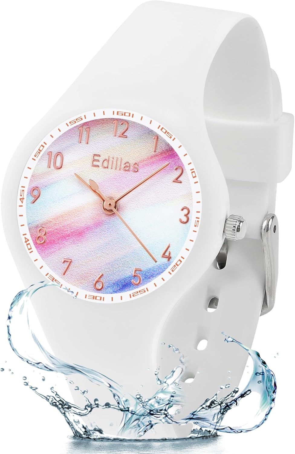 Edillas Kids Teens Watch Analog Girls Boys,50M Waterproof Stylish Watch for Children,Students with Soft Silicone Strap for Kids Teens Over 8 Years Old