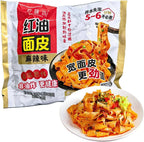 DAMAICHUHAI Sichuan Style Spicy Chili Oil Broad Noodles, Non-Fried Instant Noodle Pack, 5 Packs Box, 70g/2.42oz Per Pack, Authentic Chinese Wide Noodles, Hot & Chewy Noodle Snack，Chinese Noodles