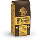 Harmonic Grounds Dark Roast Mushroom Coffee | Organic Ground Coffee with Functional Mushrooms | Lion’s Mane, Reishi, Chaga, Cordyceps, Turkey Tail | Fruiting Body Only | 14 oz Bag