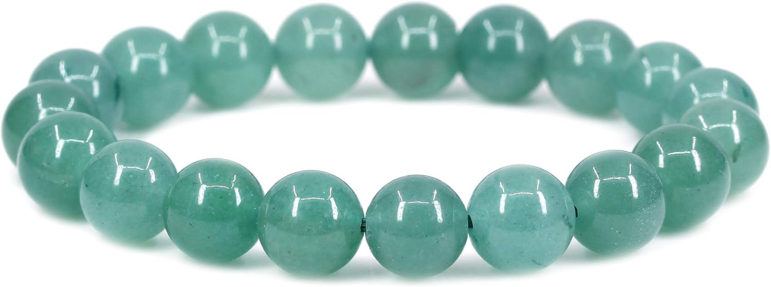 Keleny Gem Semi Precious Gemstones 10mm Round Beads Stone Crystal Stretch Bracelets Unisex