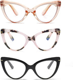 Oversized Cat Eye Reading Glasses for Women Fashion Cute Blue Light Blocking Computer Readers(3-Pair,2.50)