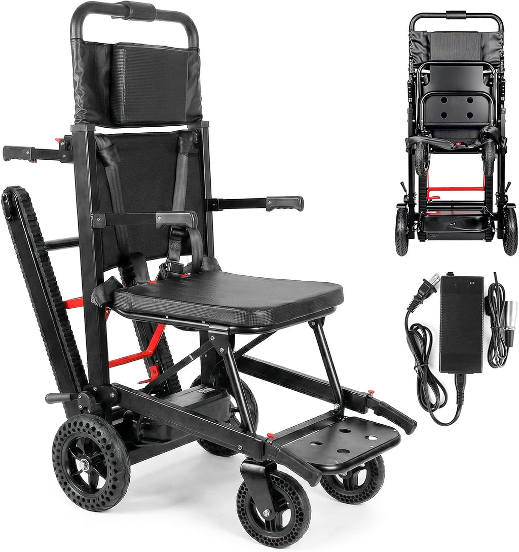 Power Wheelchair Foldable, Electric Stair Climbing Wheelchair, Stair Chair Lifts for Seniors, Mobile Elderly Stair Chair Load Capacity 450lbs
