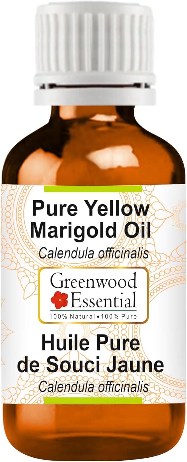 Greenwood Essential Pure Yellow Marigold Oil (Calendula officinalis) Premium Therapeutic Grade for Hair, Skin & Aromatherapy 15ml (0.50 oz)