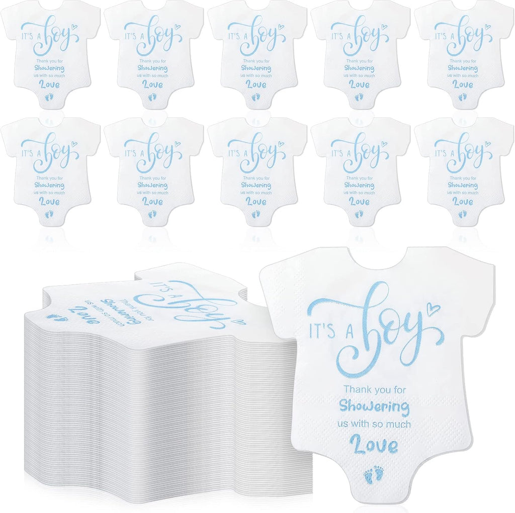 PerKoop 100 Pcs It's a Boy Baby Shower Napkins Pajama Theme Blue Disposable Paper Napkins for Boy's Gender Reveal Party Baby Shower Decorations Supplies