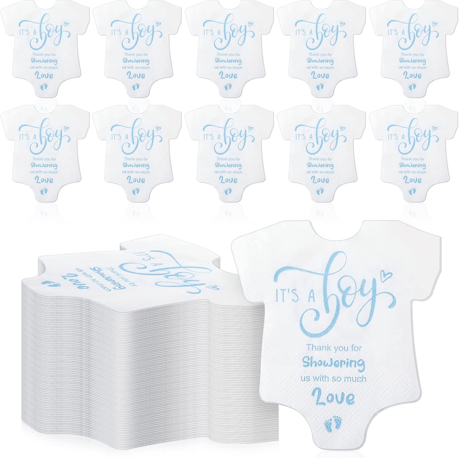 PerKoop 100 Pcs It's a Boy Baby Shower Napkins Pajama Theme Blue Disposable Paper Napkins for Boy's Gender Reveal Party Baby Shower Decorations Supplies