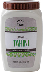 Tavor Natural Tahini Paste 1lb - Toasted Ground Sesame Seeds, Raw & Natural Smooth Sauce, For Hummus Recipes & Vegan-Friendly Meals - Non-GMO, Dairy, Soy, & Gluten-Free - Kosher Certified, (1 Pack)