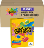 Gushers Fruit Flavored Snacks Variety Pack, Tropical and Strawberry Flavors, 6 Ct, 4.8 oz (Pack of 10)
