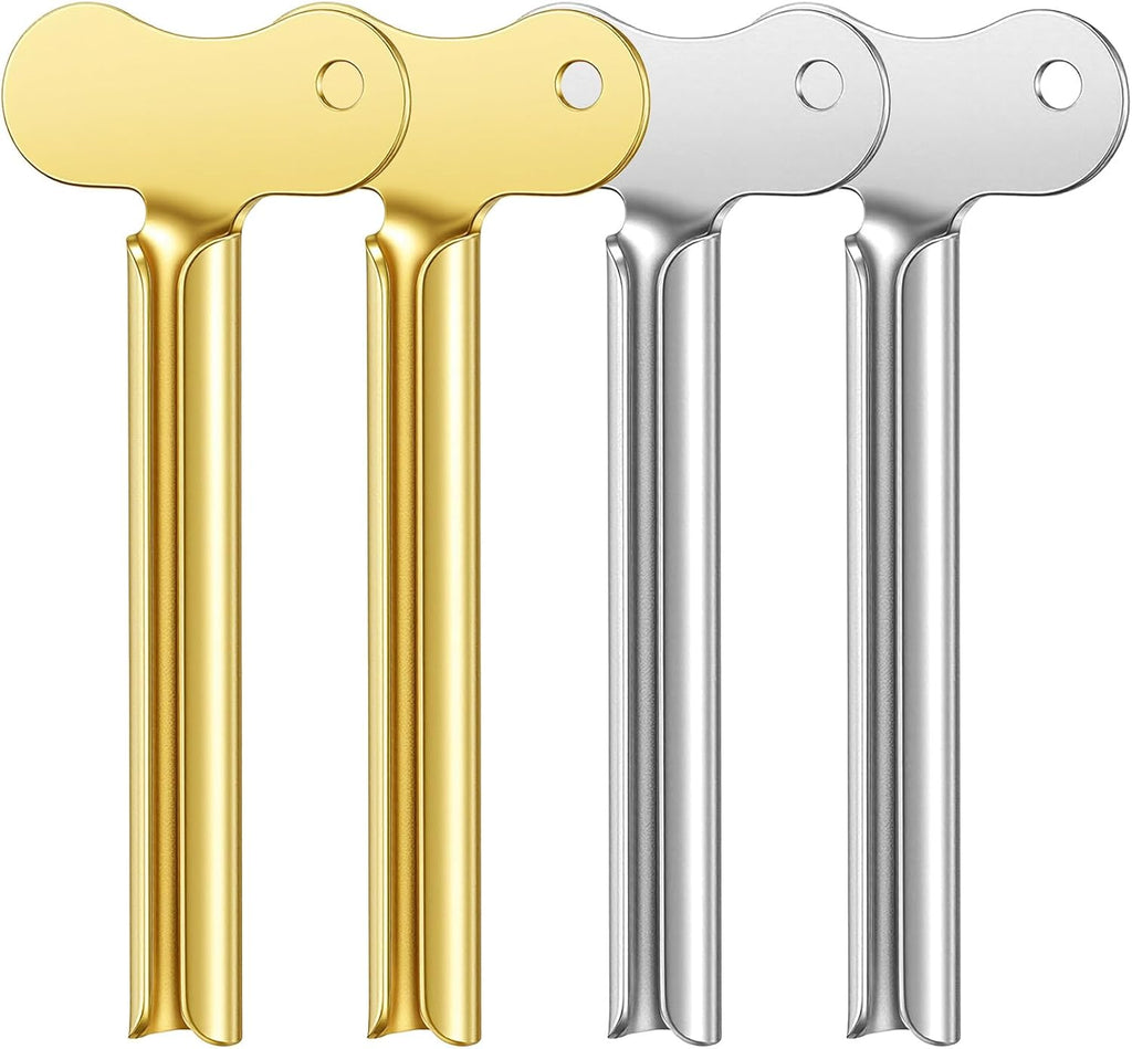 4PCS Toothpaste Squeezer, Metal Tube Squeezer, Stainless Steel Toothpaste Roller, Manual Tube Wringer Key Dispenser for Cosmetic Cream Paint Squeezing Aids