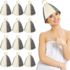 Jiuguva 12 Pcs Sauna Hats Wool Russian Cap Vaporarium Hat Banya Sauna Cap for Women Shower Accessories