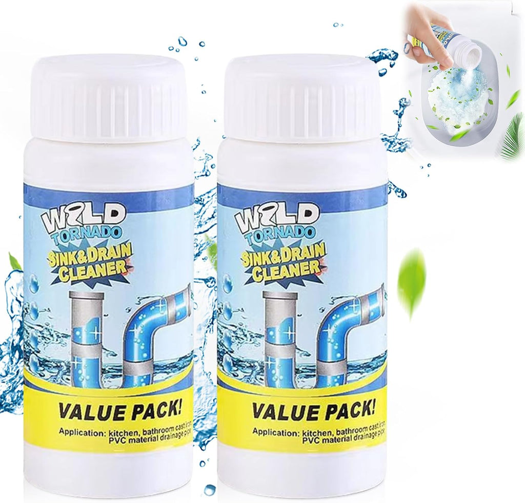 2pc Wild Tornado Pipe Dredge,Powerful Sink Cleaner for Kitchen Toilet Pipeline Quick Cleaning Tool- Wild Tornado Pipe Cleaner - wild sink and drain cleaner- Drain Foam Cleaner