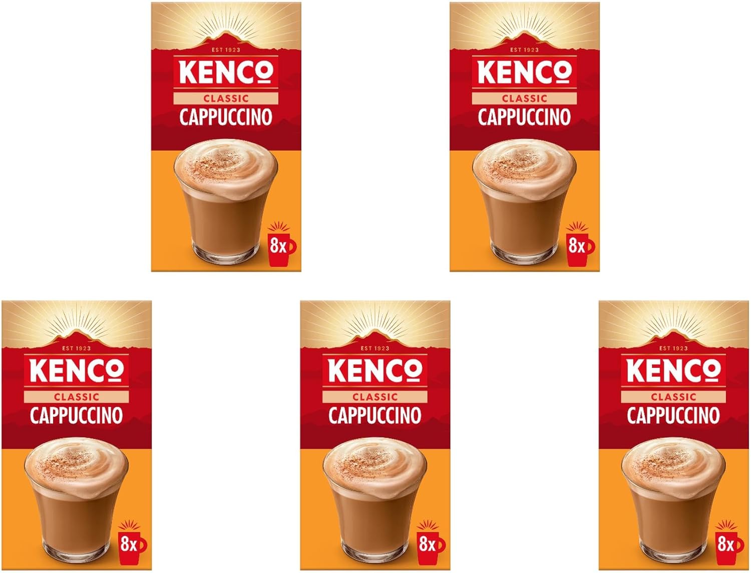 Kenco Cappuccino Instant Coffee Sachets 8x14.8g (Pack of 5, Total 40 Sachets, 592g)