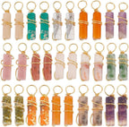PH PandaHall 30pcs 15 Colors Natural Stone Pendants 20x4mm Colorful Crystal Stone Charms Pointed Quartz Gemstone Pendants Copper Wire Wrap Charms for Necklaces Earrings DIY Crafts Jewelry Making