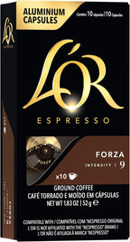 L'OR Espresso Capsules, 10 Count Forza, Single-Serve Aluminum Coffee Capsules Compatible with the L'OR BARISTA System & *Nespresso Original Machines, 10 Count (Pack of 1)