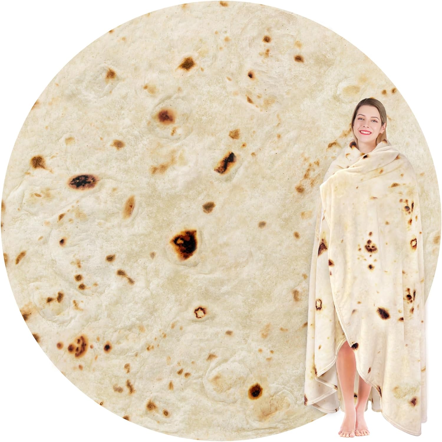 Jorbest Burrito Tortilla Throw Blanket Birthday Gifts for Women Men Teen Boys Girls, Novelty Tortilla Food Blanket Funny Gifts for Adult Kids, 285 GSM Soft Flannel Taco Blanket (Yellow, 60 inches)