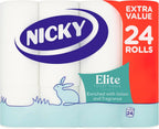 Nicky Elite Scented Toilet Tissue | 24 Rolls of White Toilet Paper| 3-ply | Talc Scent | Softness to The Skin | Enriched with Lotion |100% FSC Certified Paper | Extra Value Pack