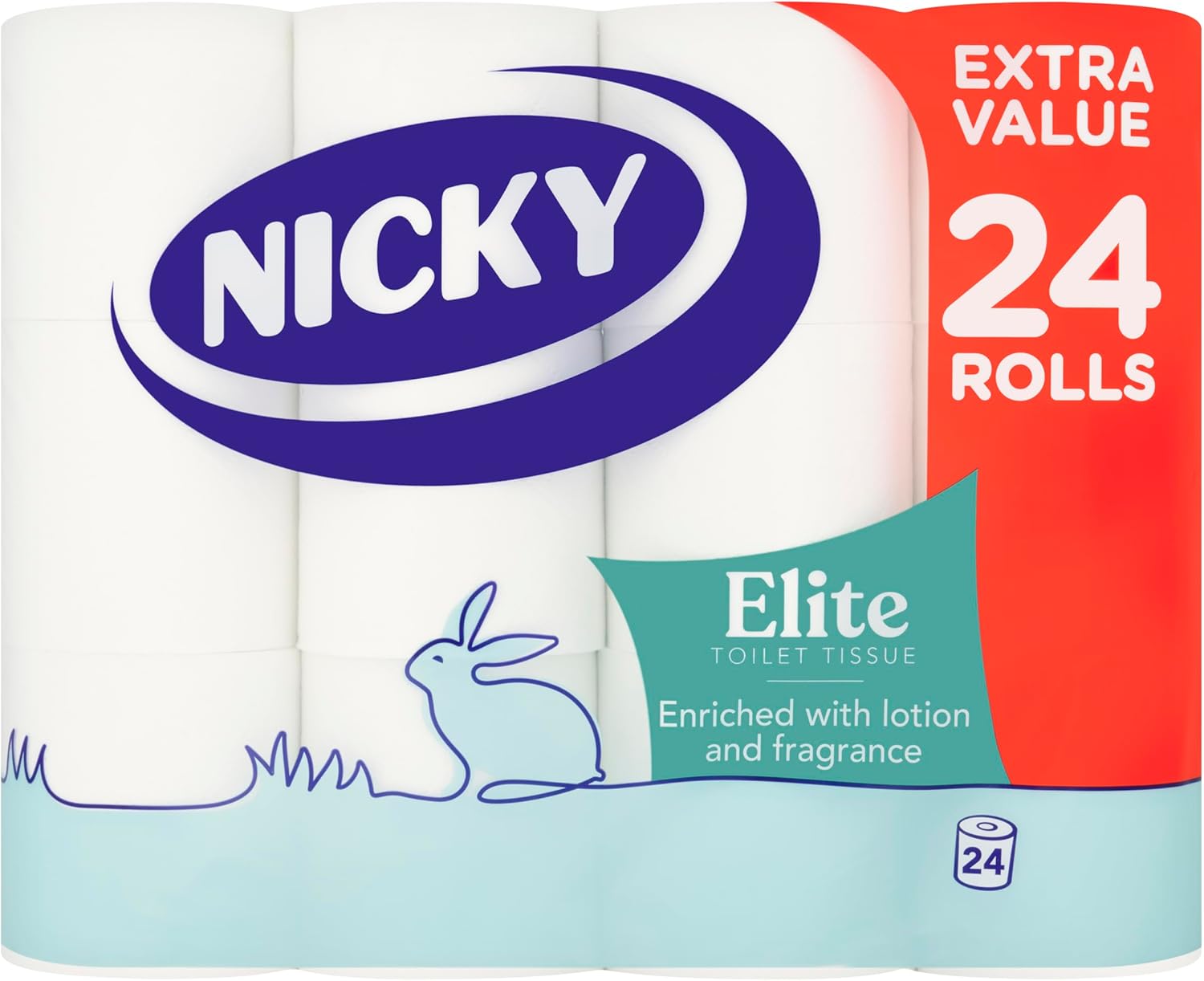 Nicky Elite Scented Toilet Tissue | 24 Rolls of White Toilet Paper| 3-ply | Talc Scent | Softness to The Skin | Enriched with Lotion |100% FSC Certified Paper | Extra Value Pack