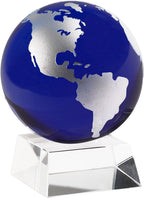 Amlong Crystal 3 Inch Blue Globe with 2 Inch Crystal Angled Stand and Gift Box