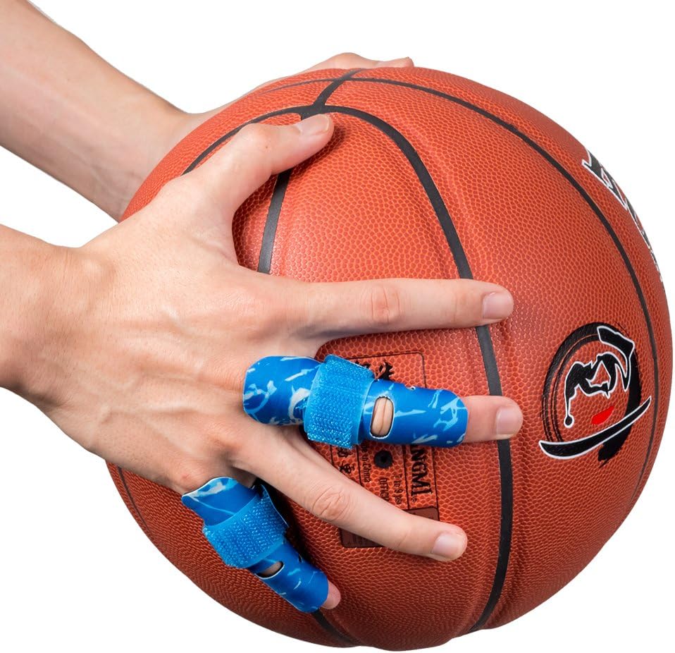 Kuangmi Finger Sleeve Support Protector Finger Splint Brace Use for Pain Relief and Preventing Sports Injuries（S/M, Blue