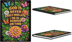 LAKEQUILL DIY Flower Diamond Art Painting Journals Notebooks 50 Pages A5 No Lines Special Shaped Diamond Art Kits for Beginners Craft Lovers and Artists (God) (god is never early nor late)